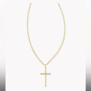 Kendra Scott Thin Cross 14k Gold Charm in White Diamond